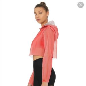 Also Yoga - Red Hoodie Mesh Jacket size Medium